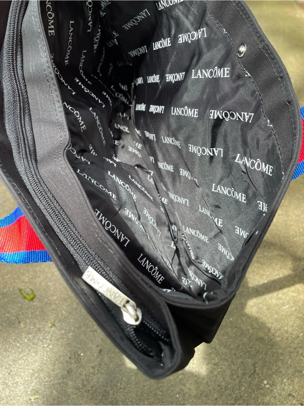 Black Lancôme  Tote bag with Red and Blue Straps